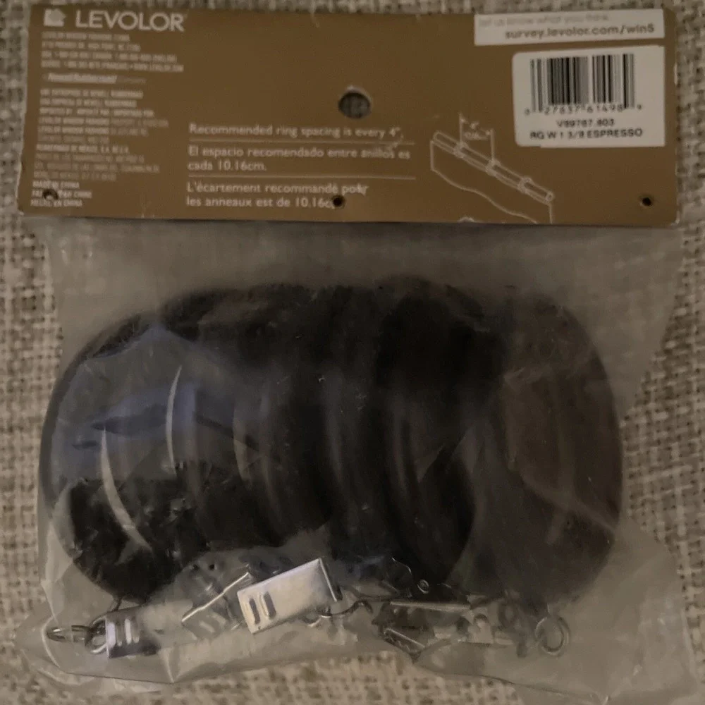 Levolor Espresso Wood Clip Rings for 1 3/8